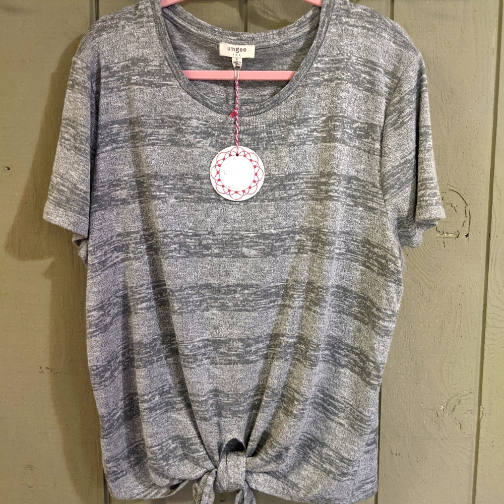 Umgee Gray striped tunic NWT